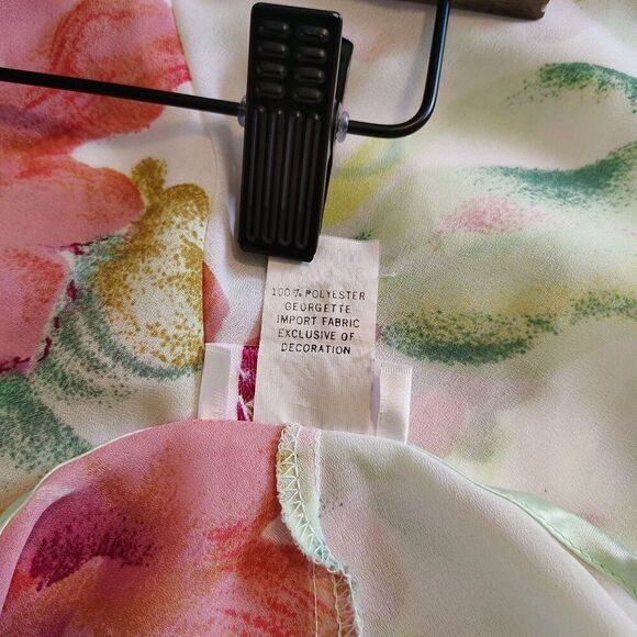 Vtg 90s Romantic Moods Slip Nightie Floral Bow Coquette Semi Sheer Size Medium - Picture 8 of 8